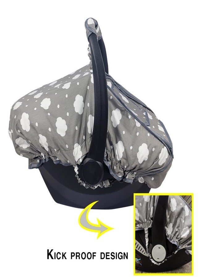 DODO NICI Carseat Cover for Baby, Baby car seat Covers for Infant car seat, Baby Carrier Cover Canopy, Window in Door Open, 2 Layers, Grey Cloud, felxible Connection; - Image 2
